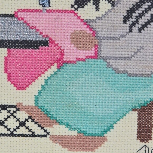 Sundance Tish Cassandra Needlepoint Canvas DeGrazia Girl Sewing Framed Completed - Picture 7 of 12